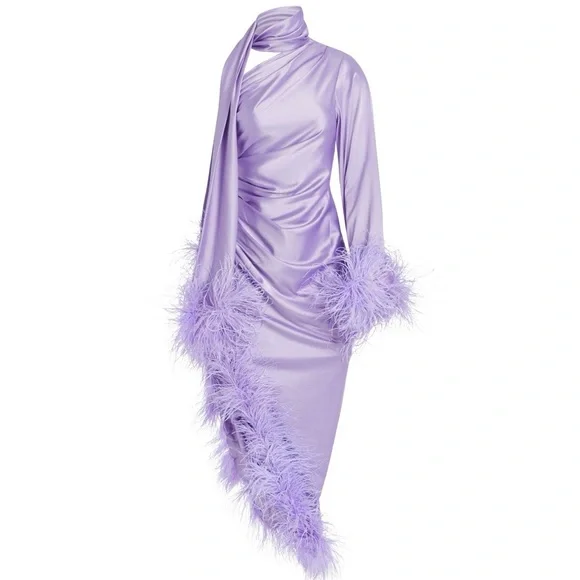 NWT - PatBO Feather Trim Oscar Dress 2 $1,595 current season